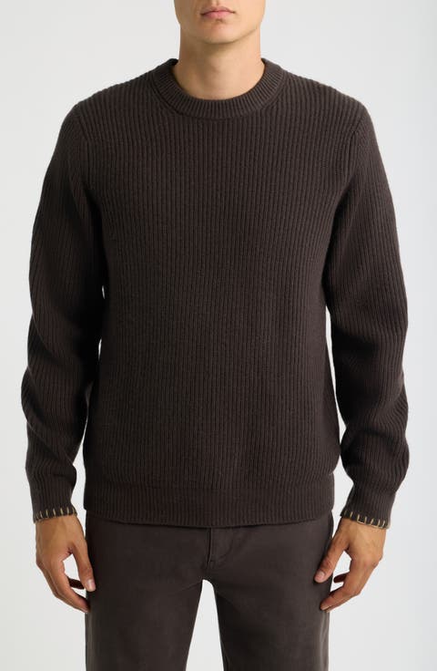 Whipstitch Shaker Rib Wool & Cashmere Sweater