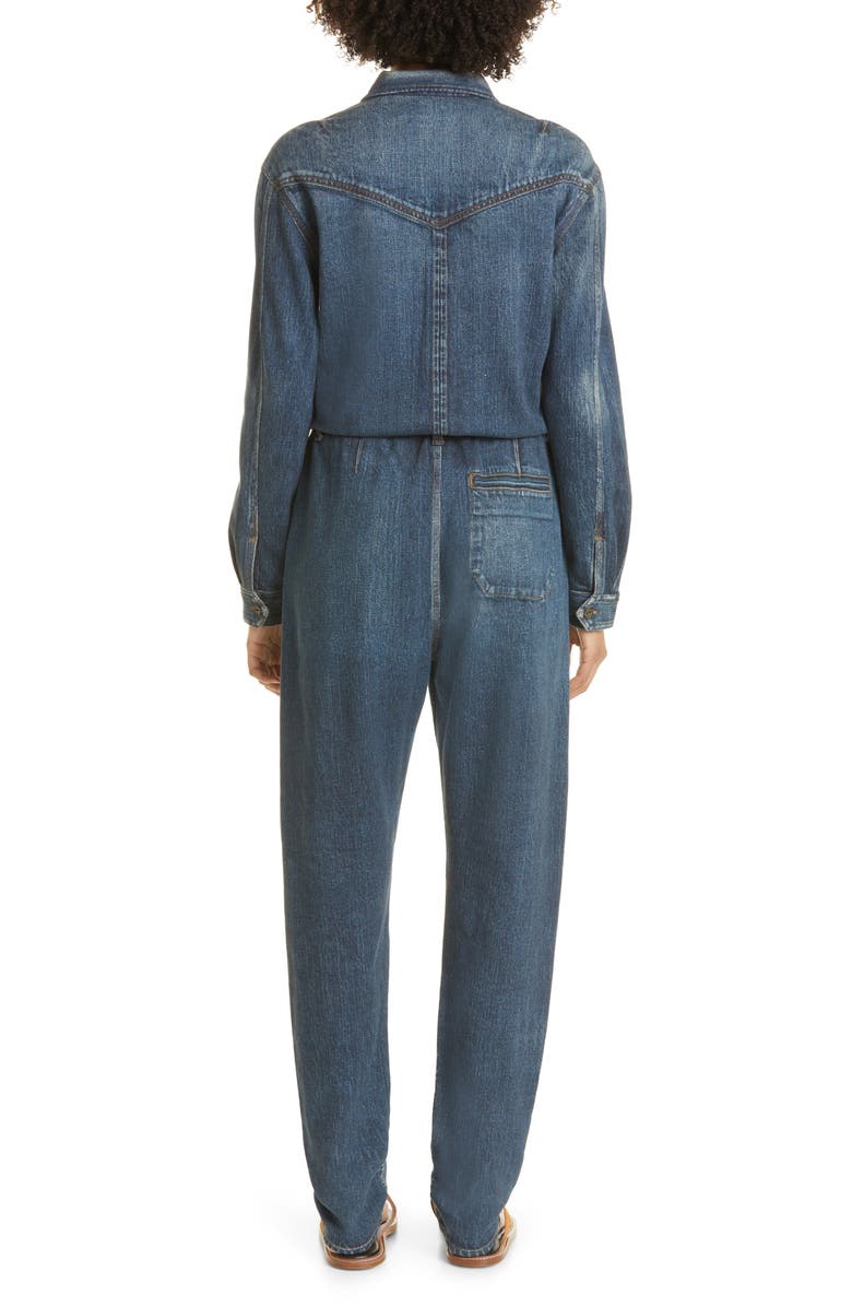 rag & bone Miramar Belted Cotton Denim Jumpsuit, Alternate, color, 