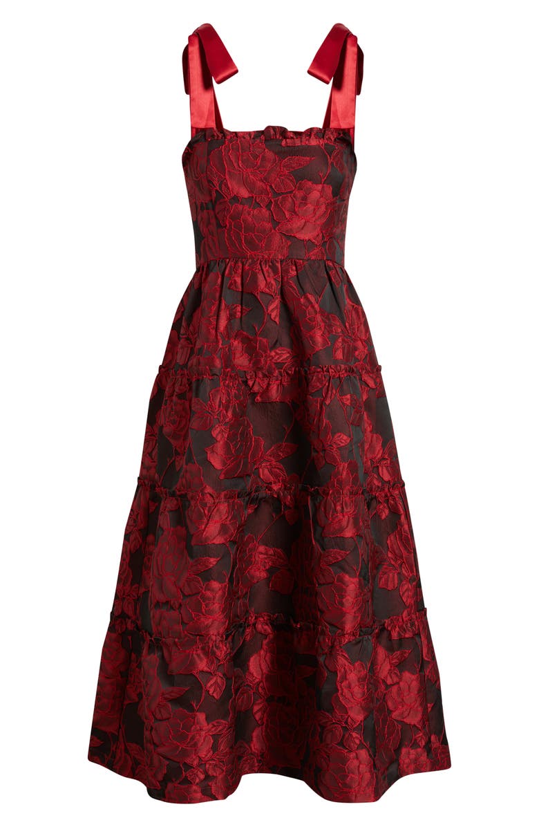 ZOE AND CLAIRE Floral Jacquard Sleeveless Dress, Alternate, color, Red