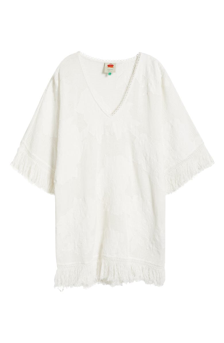 FARM Rio Floral Appliqué Sheer Cotton Blend Cover-Up Sundress, Alternate, color,