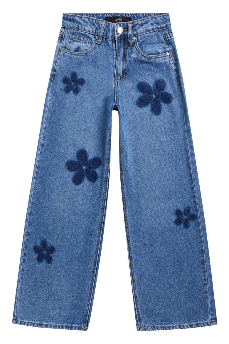 Kids' Kate Floral Baggy Leg Jeans, Main, color, MED WASH