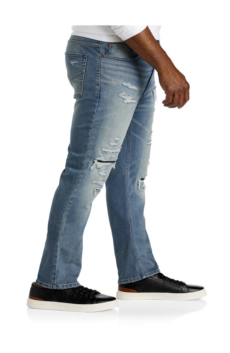 True Nation by DXL Worn-In Rip and Repair Tapered-Fit Jeans, Alternate, color, Worn To Pieces