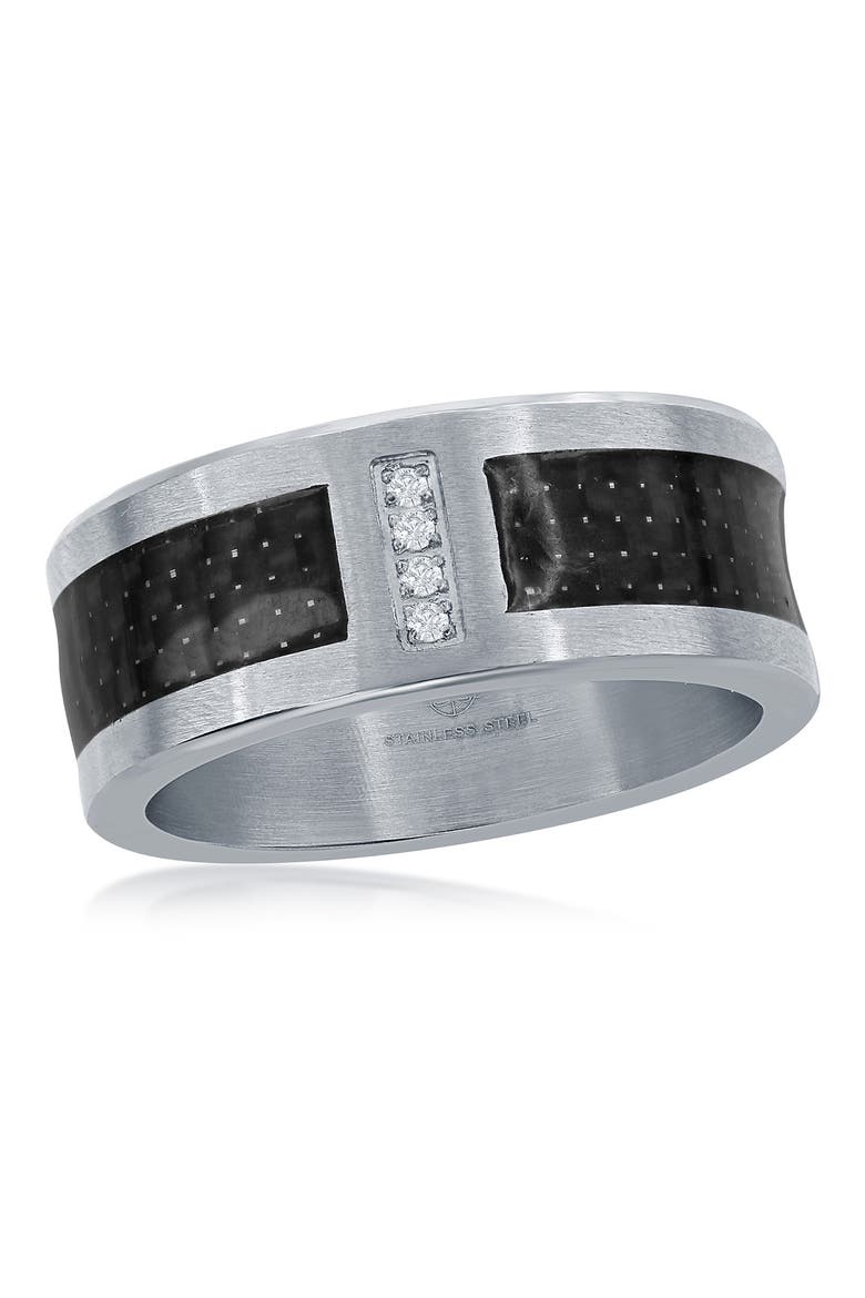 Two-Tone CZ Detail Band, Main, color, SILVER
