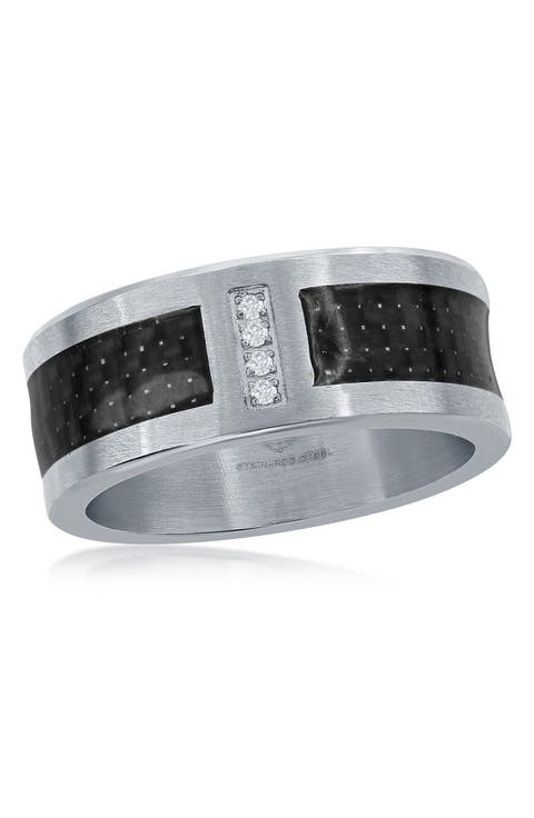 Two-Tone CZ Detail Band
