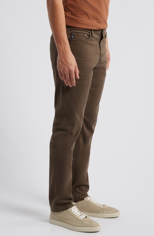 Ag Everett Sueded Stretch Sateen Slim Straight Leg Pants In Brown