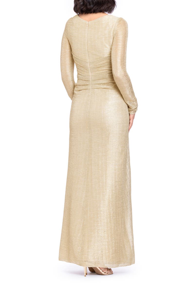 Metallic Long Sleeve Gown, Alternate, color, GOLD/ GOLD