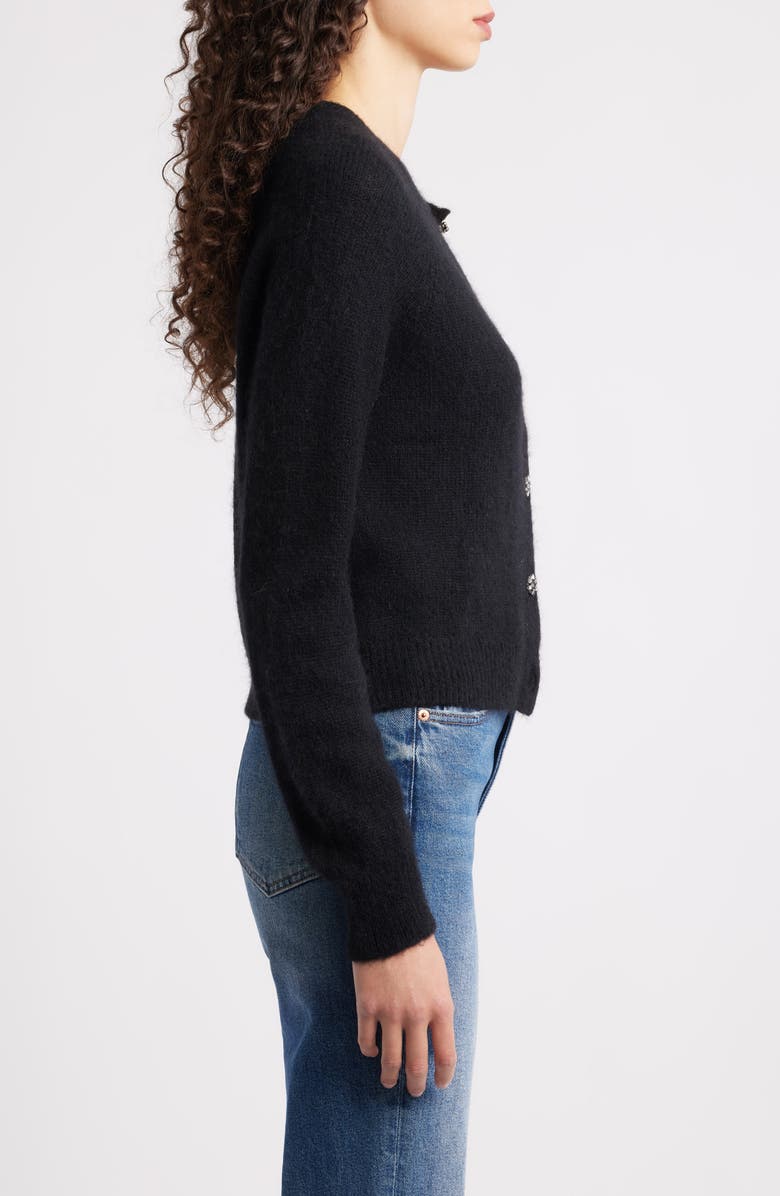 DÔEN Petra Crystal Button Cardigan, Alternate, color, Black