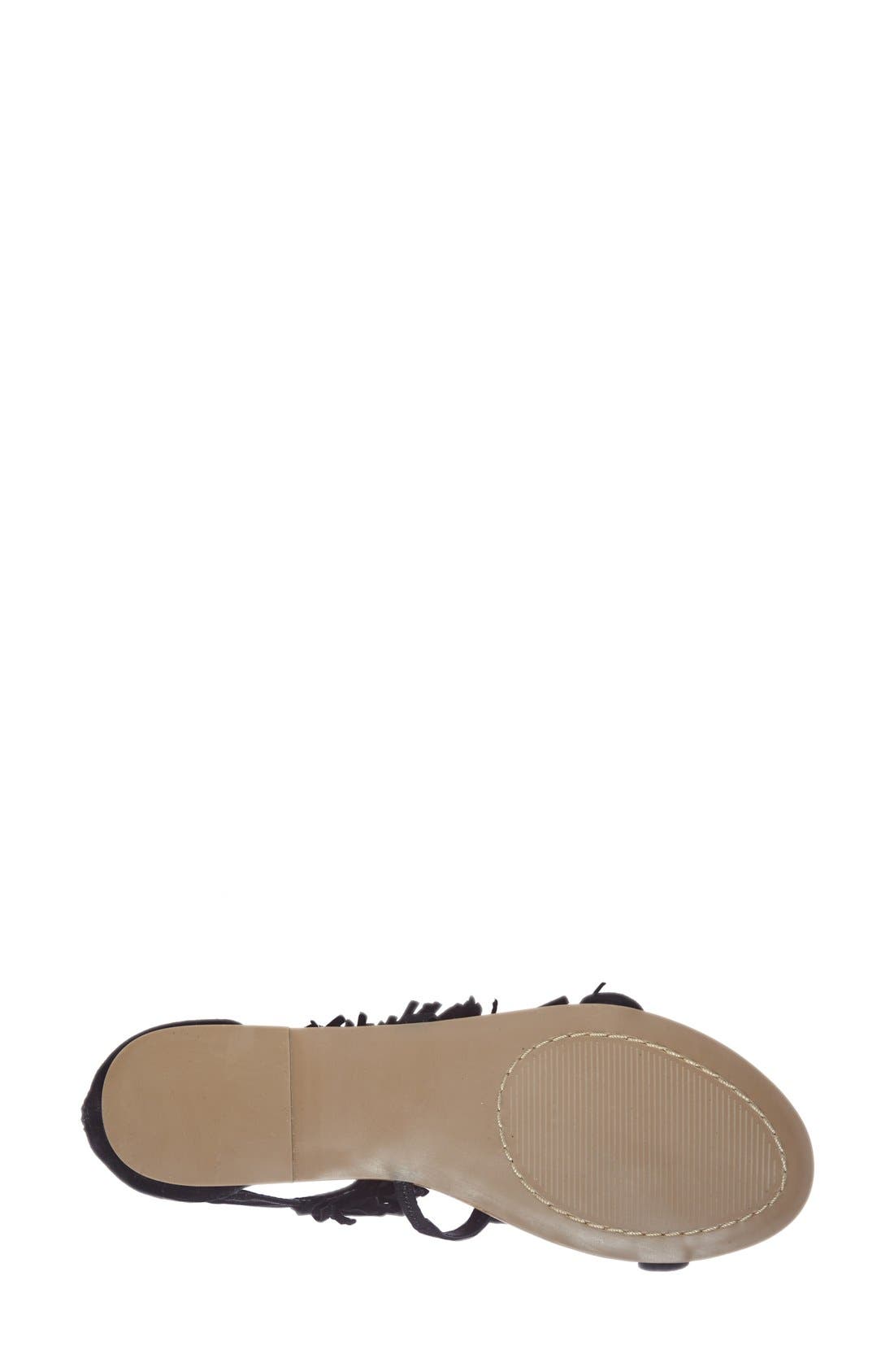 'Favorit' Fringe Sandal, Alternate, color, BLACK SUEDE