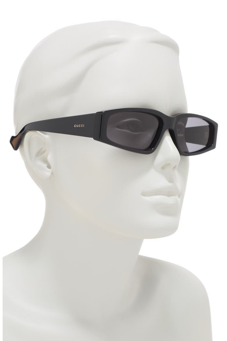 56mm Rectangle Sunglasses, Alternate, color, BLACK BLACK GREY/ GRY