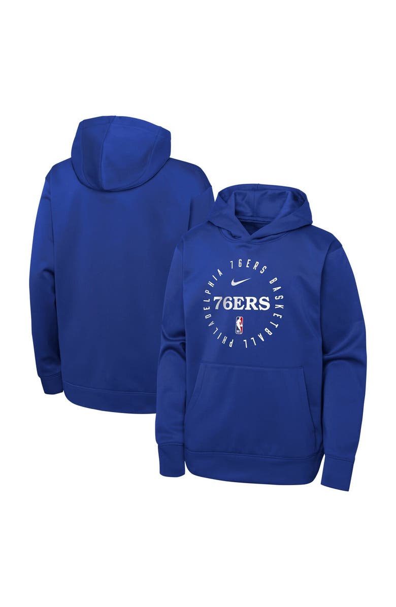 Nike Youth Nike Royal Philadelphia 76ers Performance Practice Spotlight Pullover Hoodie, Main, color, 