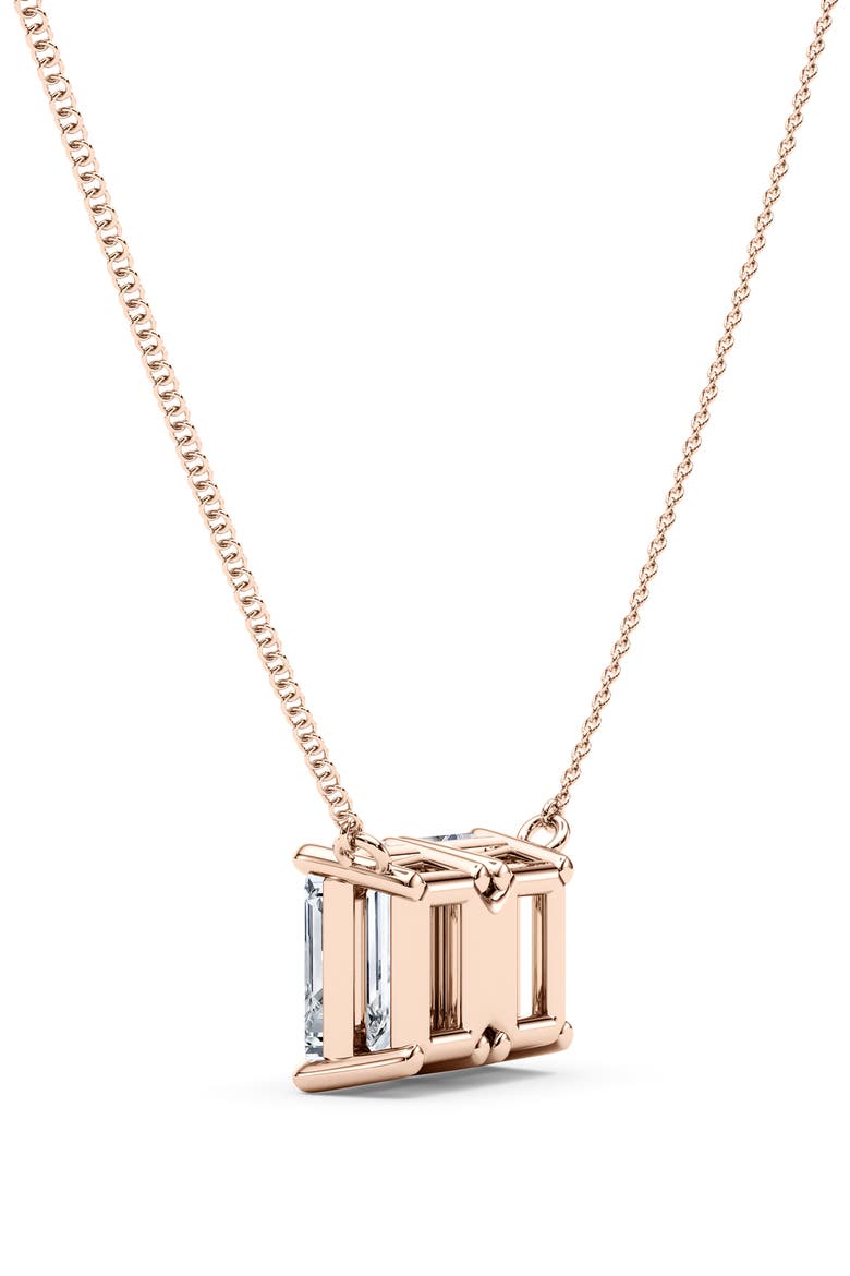 Lab Grown Diamond Twin Emerald Cut Pendant Necklace, Alternate, color, 18K ROSE GOLD