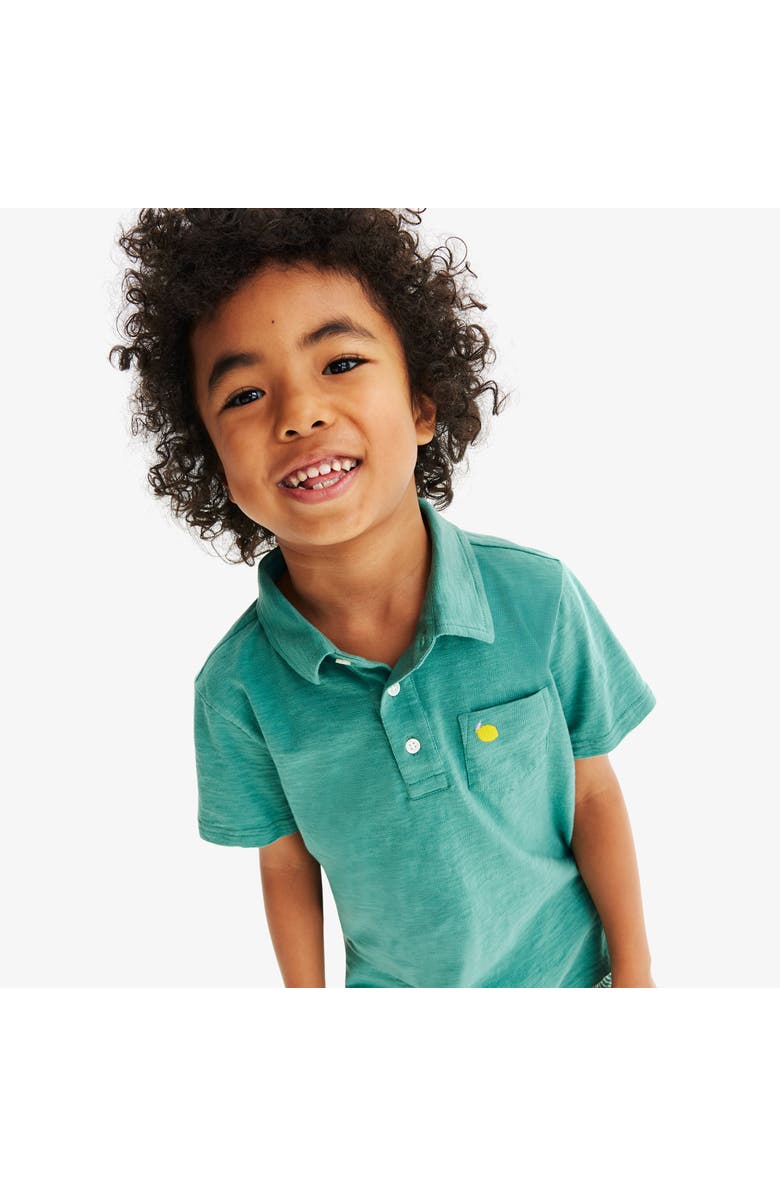 Primary Kids Embroidered Polo, Alternate, color, Sunwashed Teal