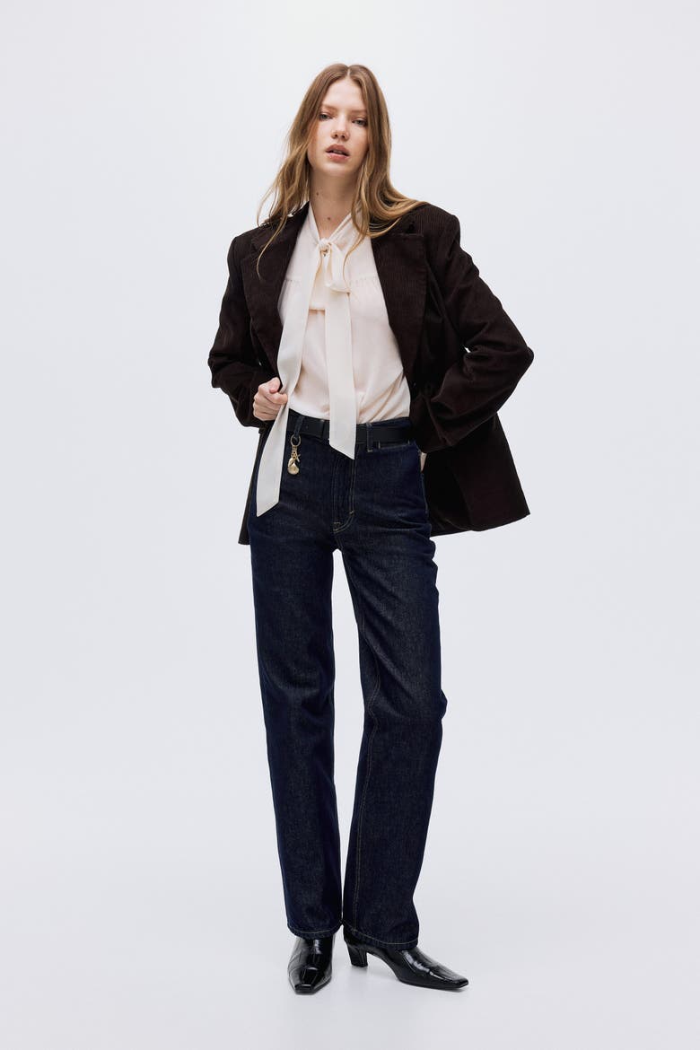 Straight High Jeans, Main, color, Dark denim blue