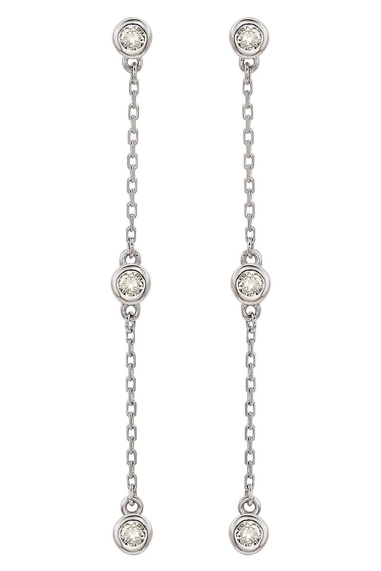 14K White Gold Diamond Station Chain Drop Earrings - 0.40ct., Main, color, WHITE GOLD