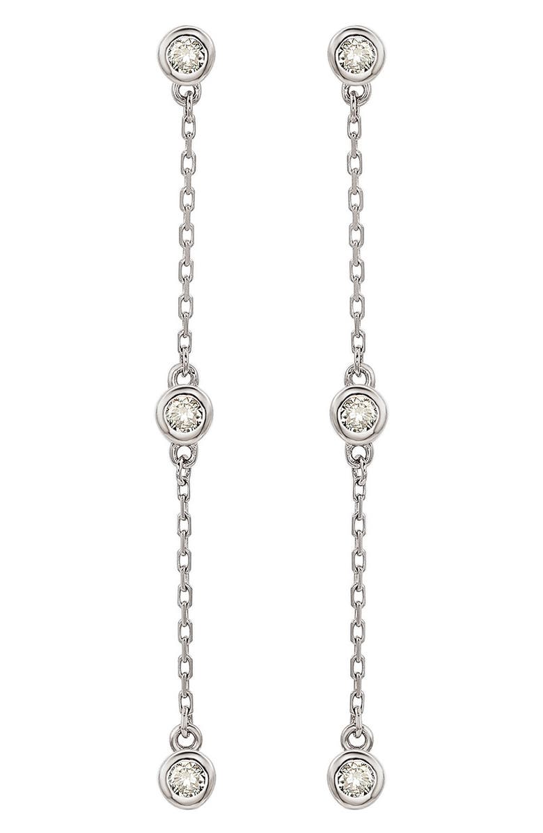 SUZY LEVIAN 14K White Gold Diamond Station Chain Drop Earrings - 0.40ct., Main, color, White Gold