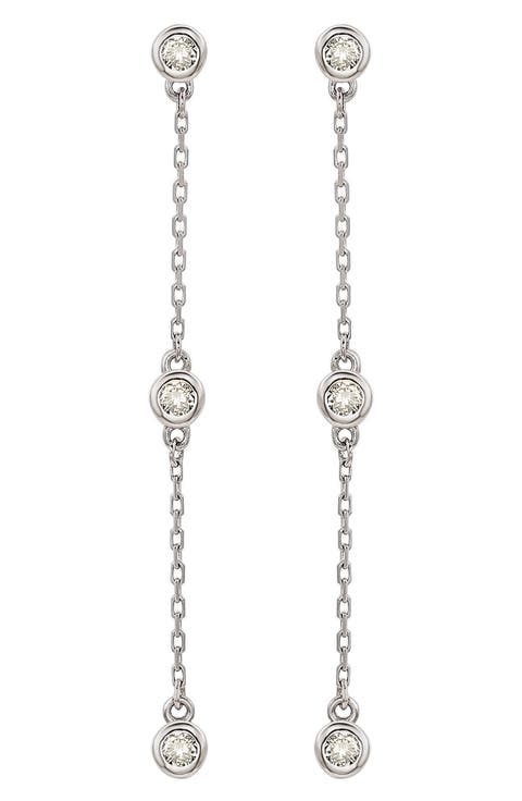 Diamond Station Chain Drop Earrings - 0.40ct