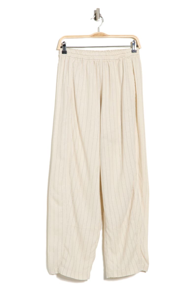 Stripe Linen Blend Barrel Pants, Alternate, color, NATURAL/ BLACK NTBK8020