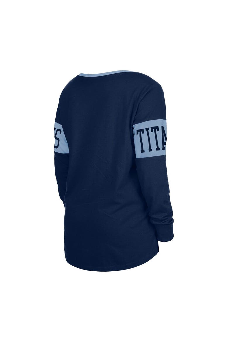 Women's New Era Navy Tennessee Titans Lace-Up Notch Neck Long Sleeve T-Shirt, Alternate, color, Navy
