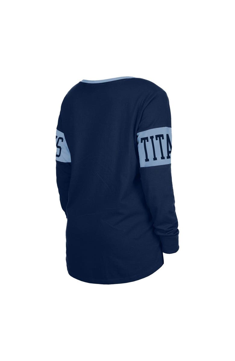 New Era Women's New Era Navy Tennessee Titans Lace-Up Notch Neck Long Sleeve T-Shirt, Alternate, color, Navy