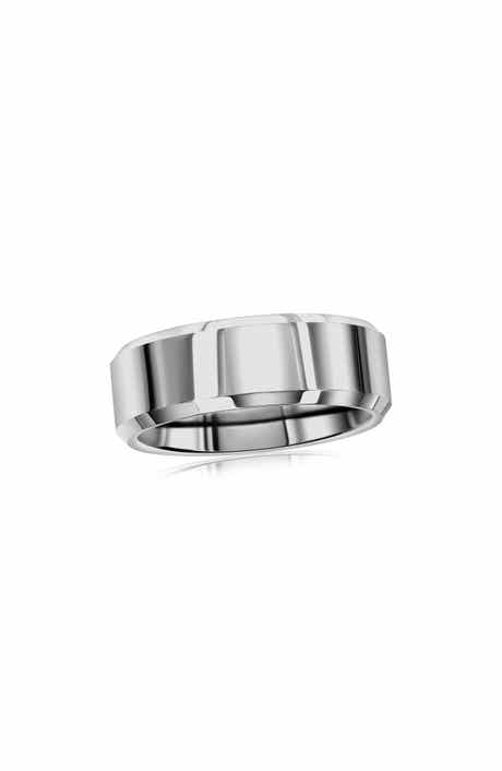 BLACKJACK Men's Polished Tungsten Band Ring