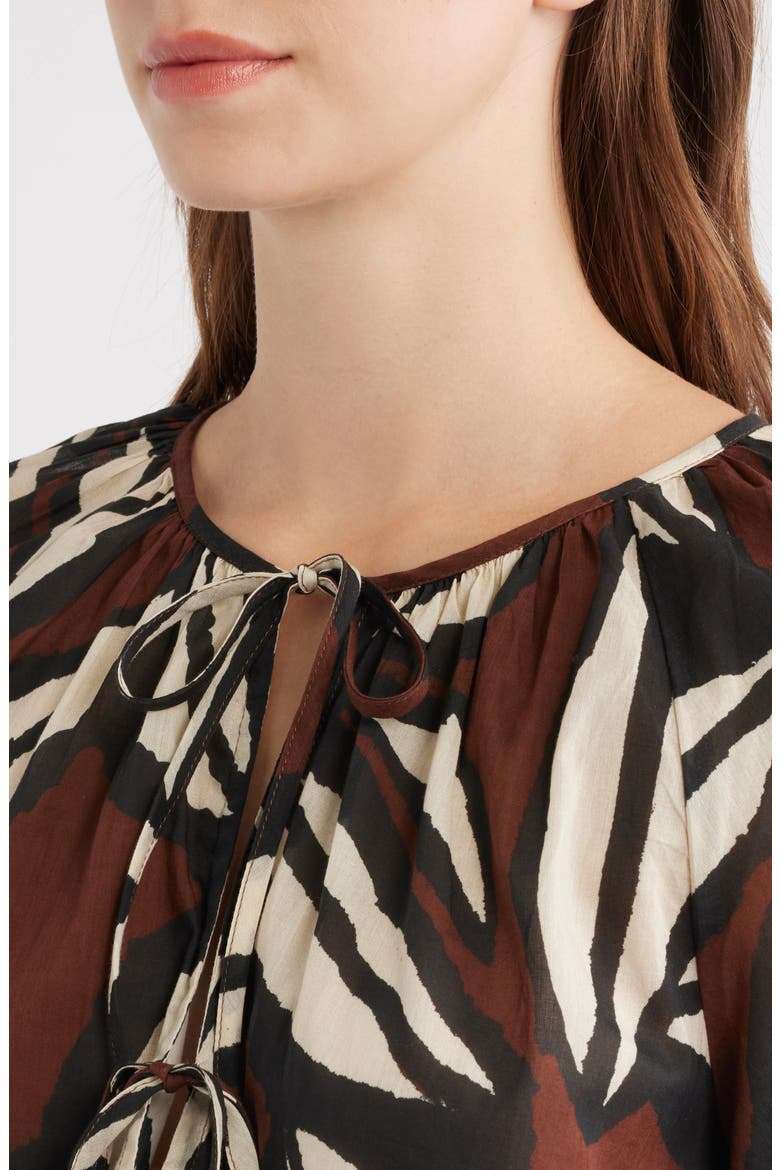 Catalene Abstract Print Cotton Top, Alternate, color, COCOA FLORAL