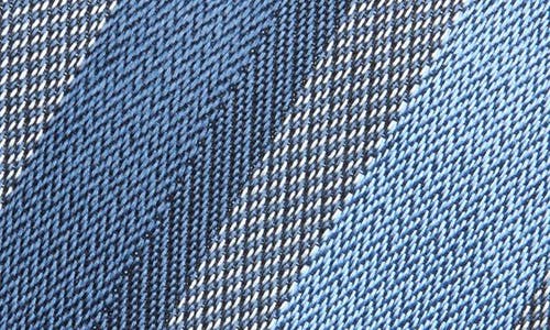 David Donahue Stripe Silk & Cotton Blend Tie In Blue