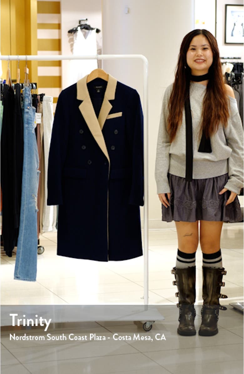 Contrast Collar Double Breasted Coat, sales video thumbnail