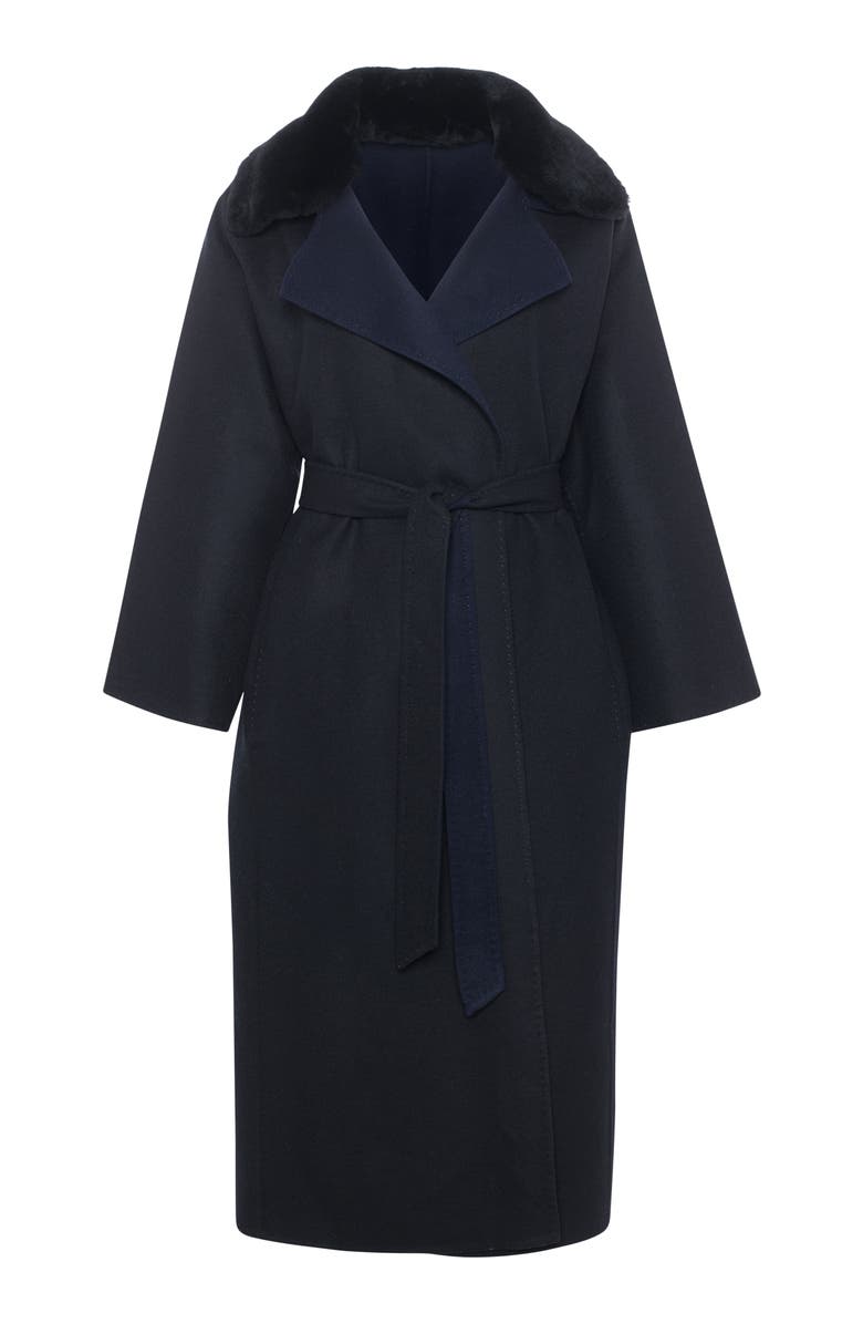 GORSKI Wool Stroller, Detachable Genuine Shearling Collar and Reversible, Alternate, color, Black/Navy/Black