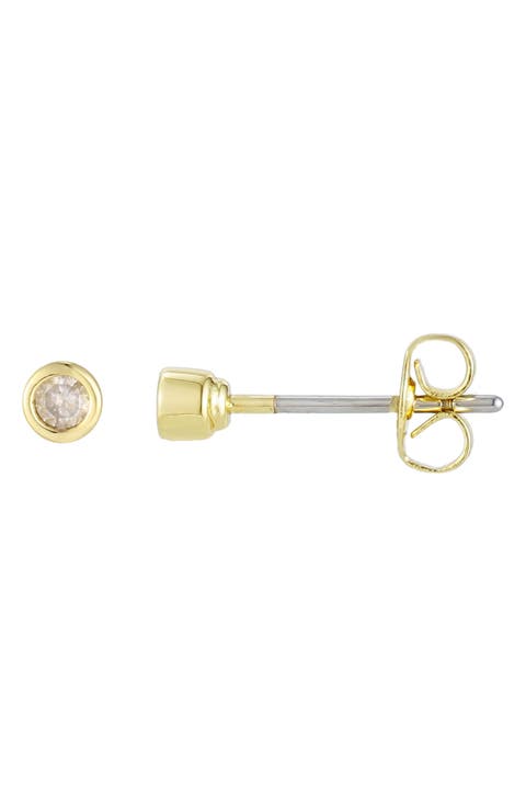 Natural Diamond Bezel Stud Earrings