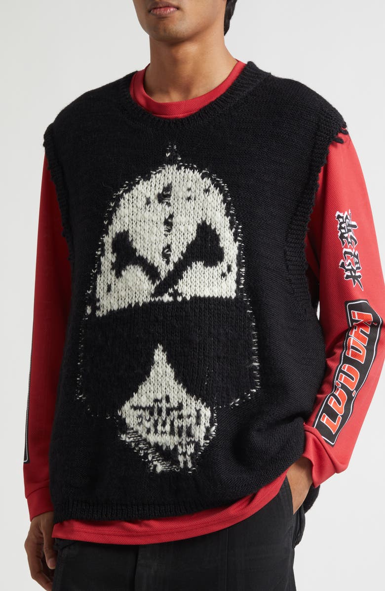 LU'U DAN Oversize Sweater Vest, Alternate, color, Renegade Man / Black