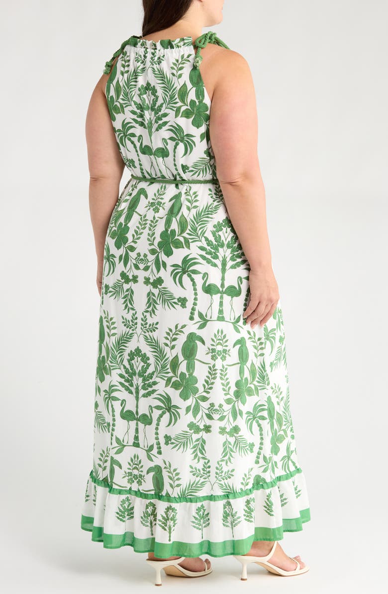 SUGARLIPS Kimana Floral Cotton Maxi Dress, Alternate, color, White/ Green