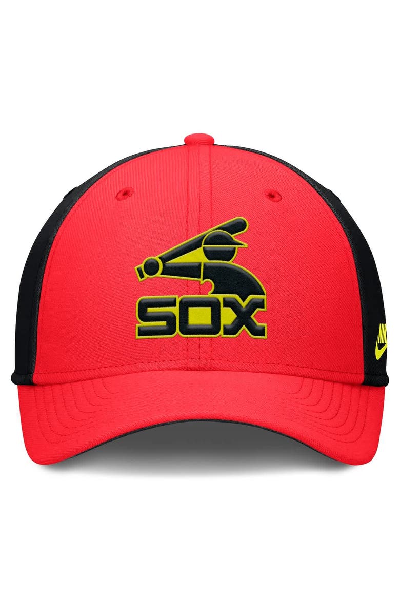 Nike Men's Nike Crimson/Black Chicago White Sox Neon 90s Rise SwooshFlex Hat, Alternate, color, Crimson