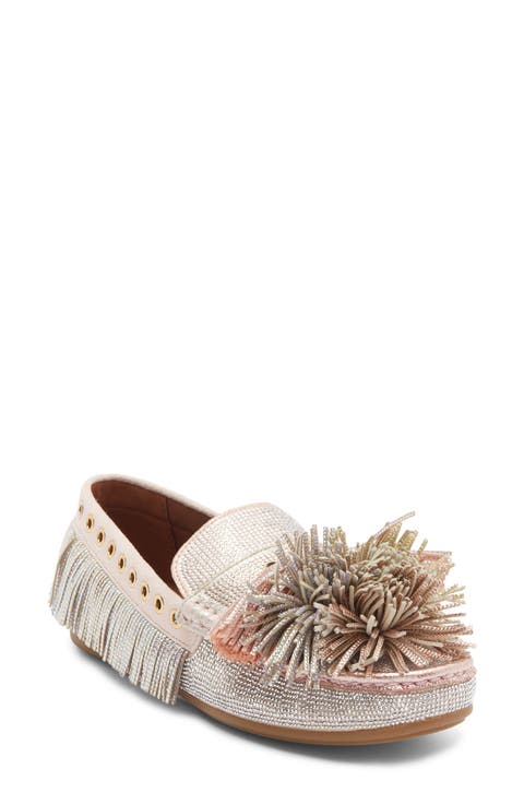 Crystal Embellished Pompom Loafer (Women)