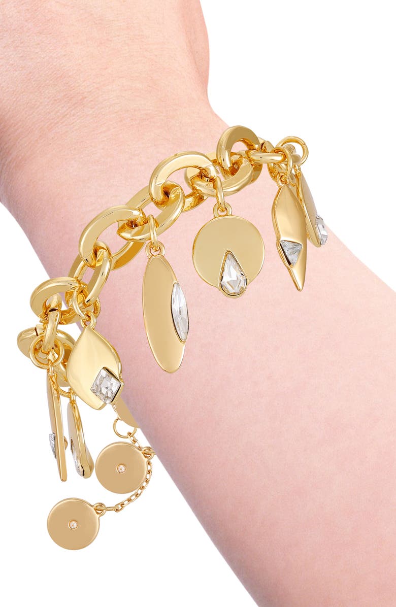 Vince Camuto Crystal Charm Bracelet, Alternate, color, Gold Tone Clear