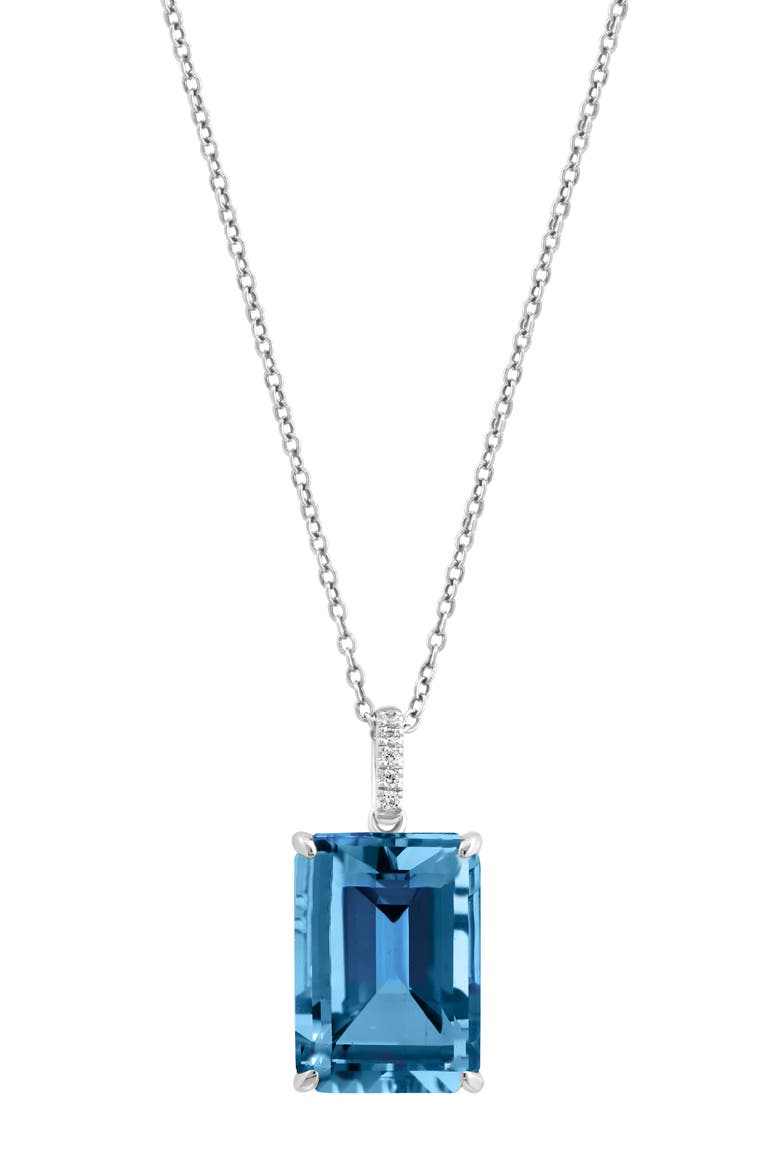 White Sapphire & London Blue Topaz Pendant Necklace, Main, color, BLUE