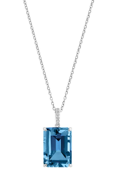 White Sapphire & London Blue Topaz Pendant Necklace