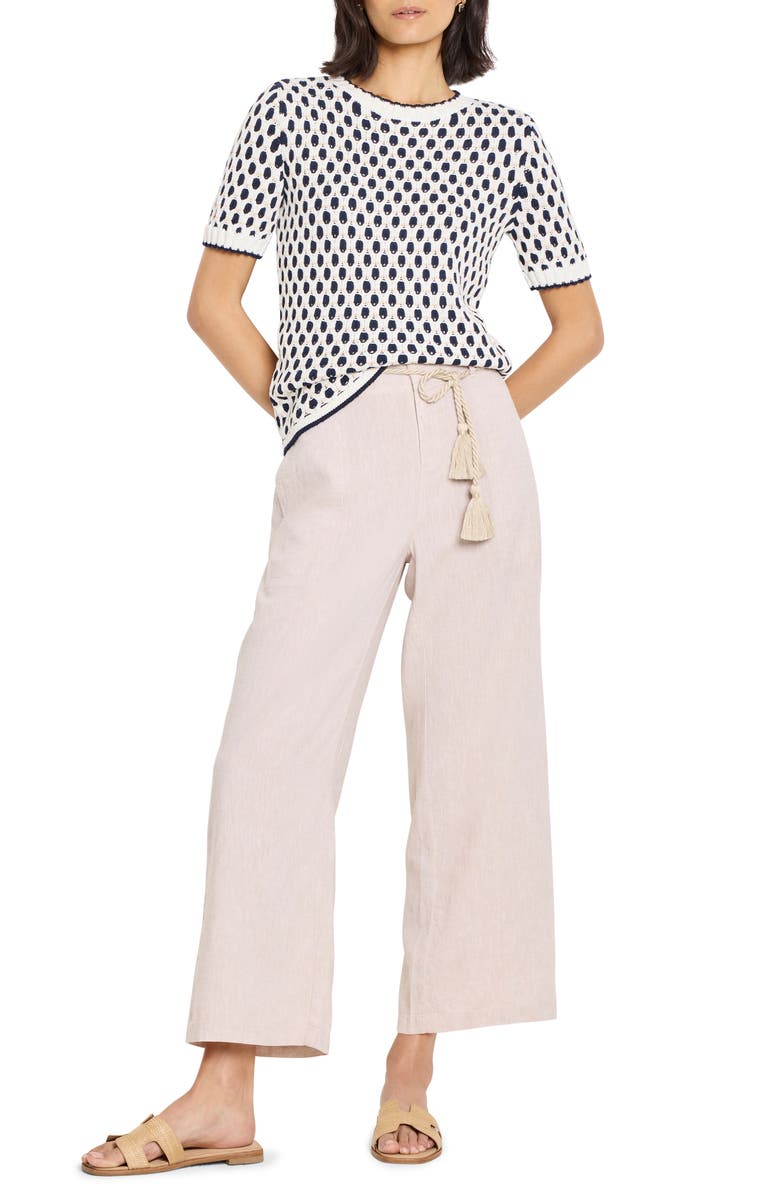 NIC+ZOE Geo Tuck Stitch Short Sleeve Sweater, Alternate, color, Indigo Multi