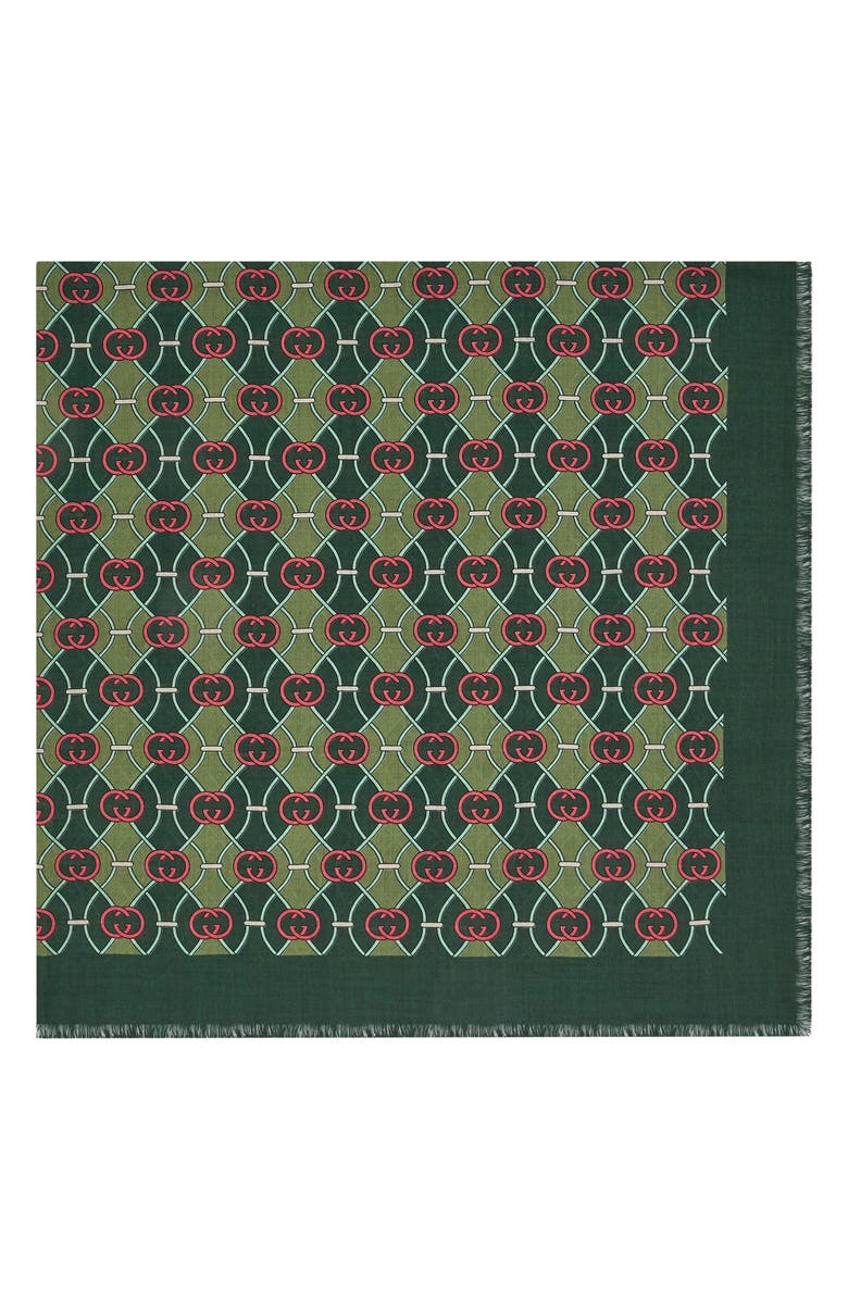 Gucci Interlocking G Print Wool & Silk Scarf, Alternate, color, 