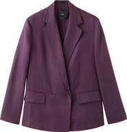 MANGO Double Breasted Linen Blazer