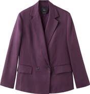 MANGO Double Breasted Linen Blazer
