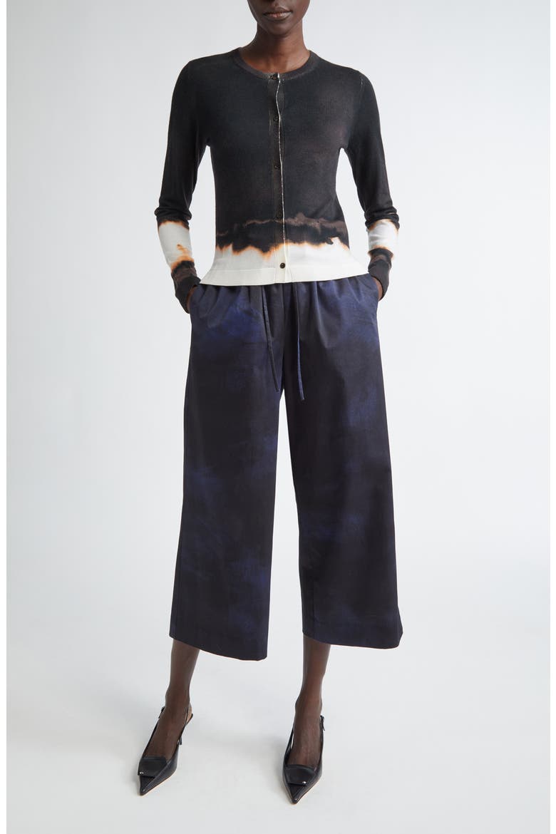 Brushed Canvas Wide Leg Crop Pants, Alternate, color, NAVY / NAVY