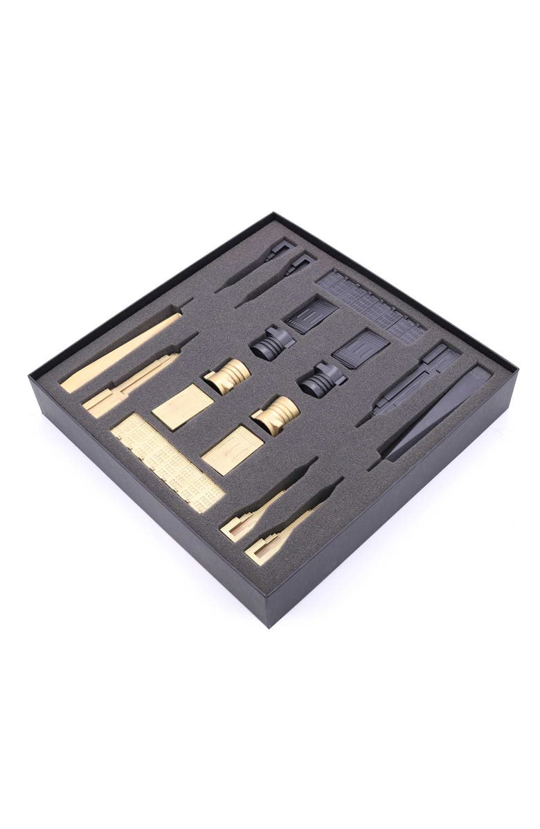 SKYLINE CHESS Chess Set Luxury Bronze New York Edition with Marble Hatch Board, Alternate, color, 