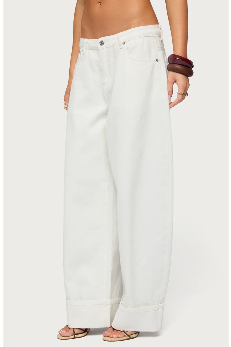 Kella Low Rise Baggy Cuffed Wide Leg Jeans, Alternate, color, WHITE