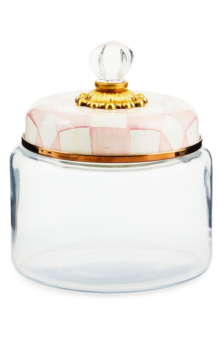 MACKENZIE CHILDS Rosy Check Small Kitchen Canister, Main, color, Rosy