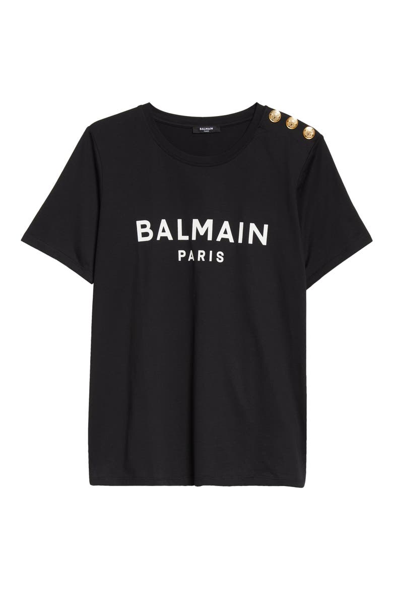 Button Shoulder Cotton Logo Graphic T-Shirt, Alternate, color, EAB BLACK/ WHITE