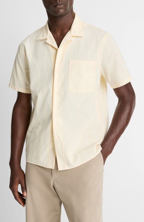 Vince Union Textured Stripe Cotton Camp Shirt In Neutral
