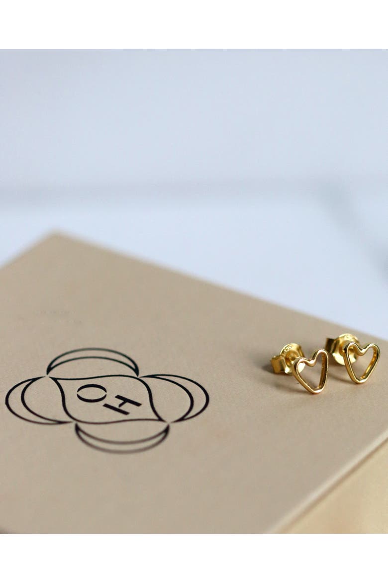 Heart Studs, Alternate, color, Gold