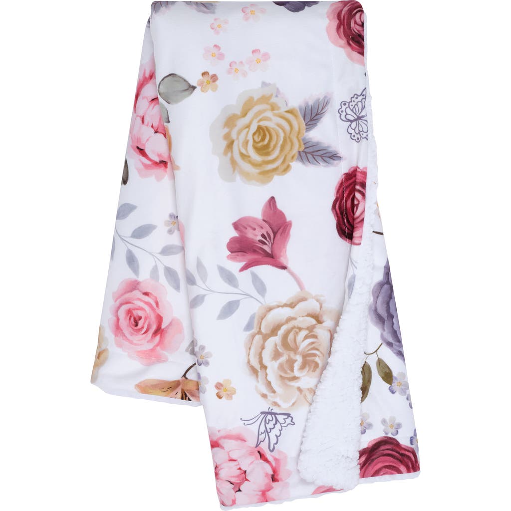 Lambs & Ivy Secret Garden Ultra-soft Fleece/minky Floral Baby Blanket In Multi