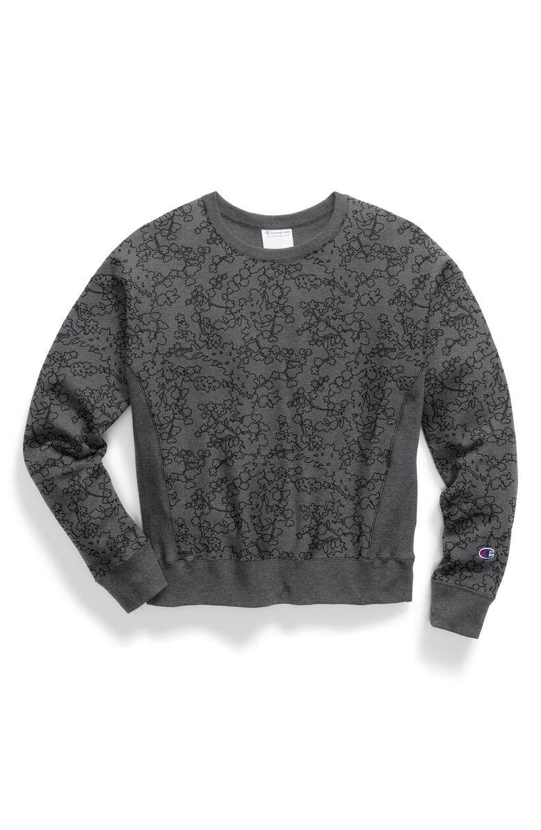 Champion All Over Logo Reverse Weave Sweatshirt, Main, color, 