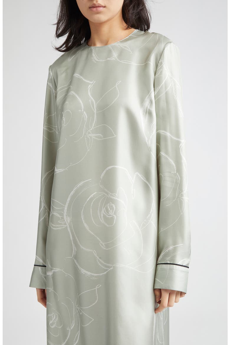 Drawn Floral Long Sleeve Silk Dress, Alternate, color, AUV19 LINDEN